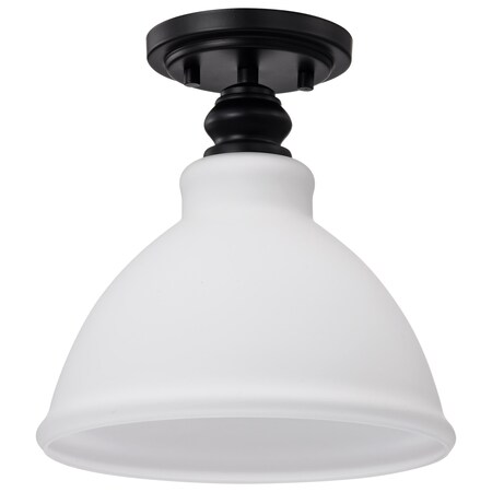 Nuvo Russel - 10 Inch Semi Flush Mount - Matte Black with Satin White Glass 60/8025